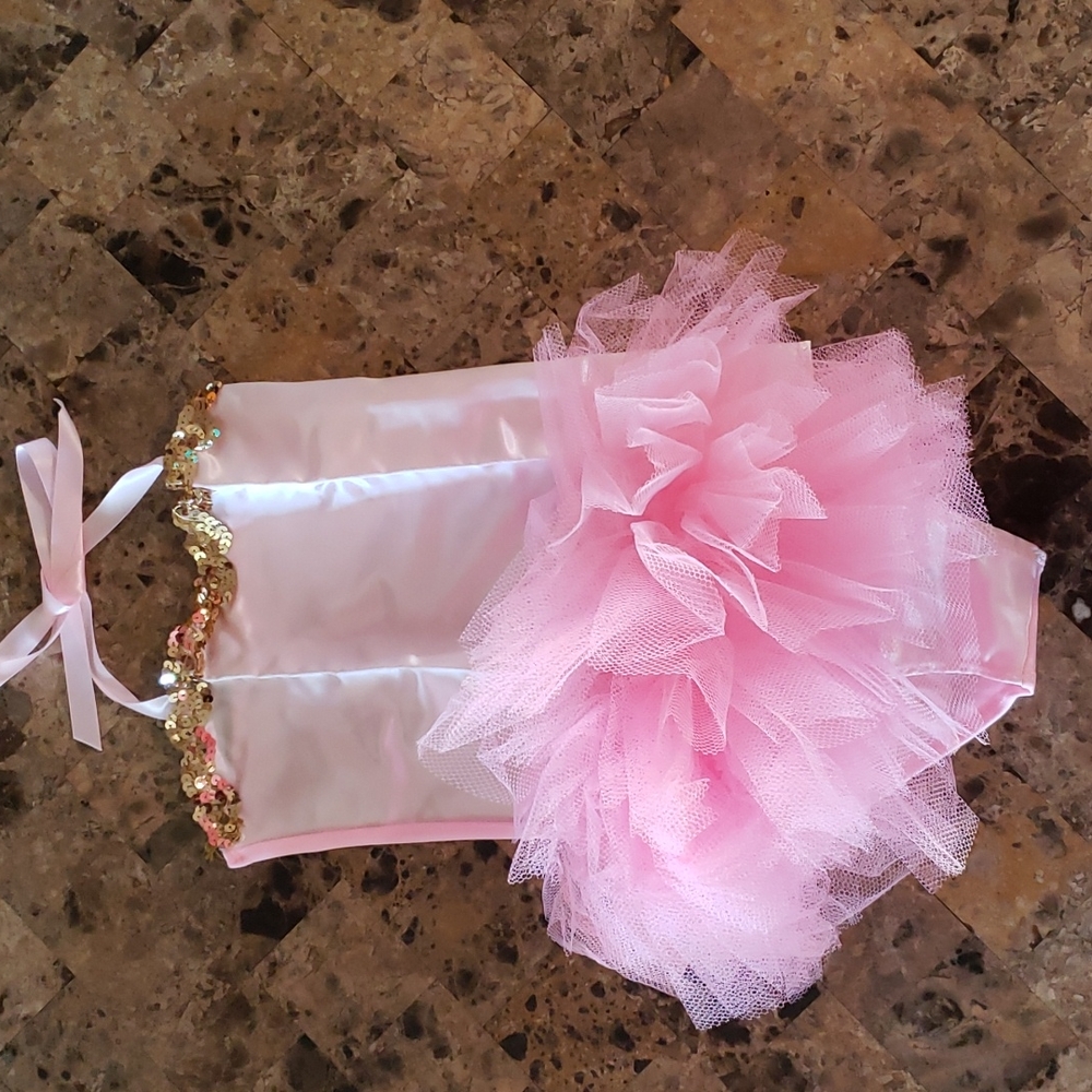 Ballet Costume Satin & Gold Sequins & Tutu